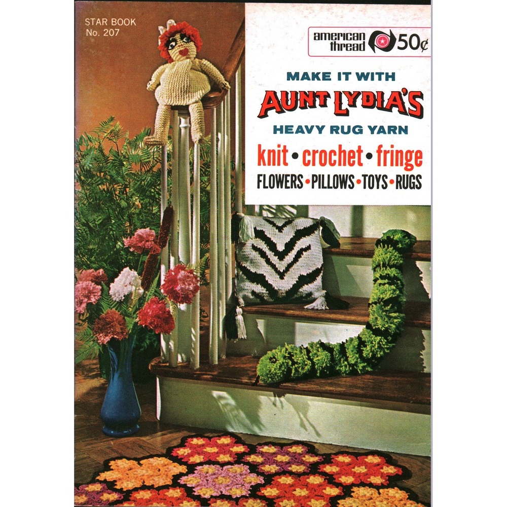 Vintage Aunt Lydia's Heavy Rug Yarn Pattern Book Star Book No 207 Knit Crochet